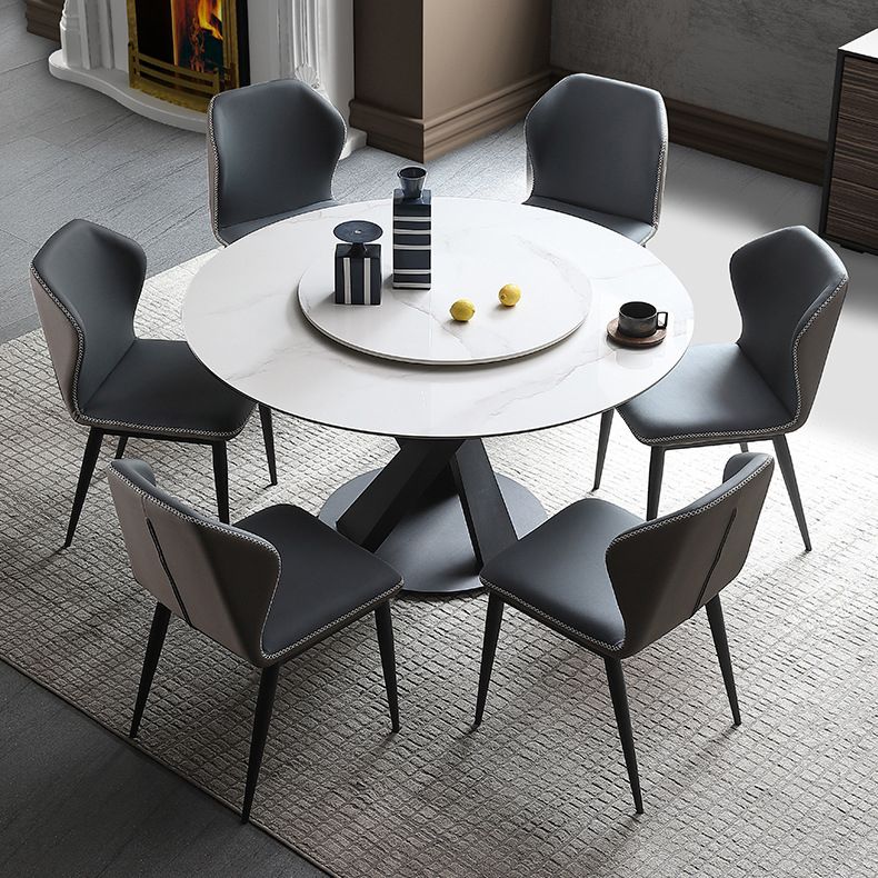 Contemporary Round Dining Table Sintered Stone Table with Black Pedestal Base,47.2"L x 27.6"W x 30"H Clearhalo ' dining_table' 'Dining Tables & Seating' 'Dining Tables' 'furn' 'furn_dining_table' 'Furniture' 'furniture_dining_table' 'Kitchen & Dining Furniture' 'kitchen&dining_furn' 'kitchen' 'kitchen_dining_table' 1200x1200_32566afc-98d0-4baa-b9b2-2b4248770cd8
