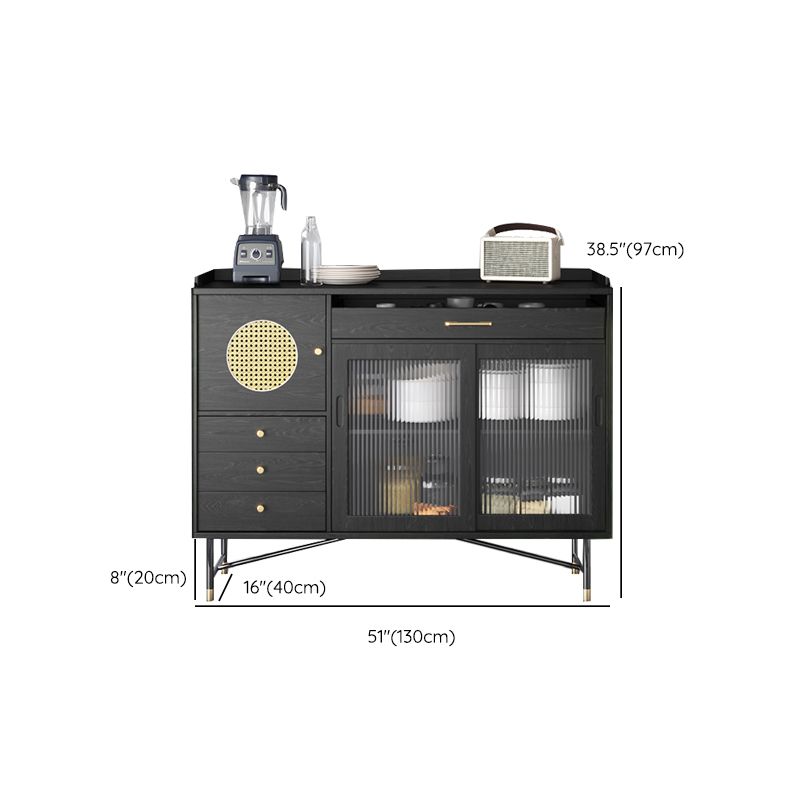 Black Glam Buffet Sideboard Doors Cabinets Drawers Dining Buffet Clearhalo 'buffet_sideboard' 'Buffets & Sideboards' 'furn' 'furn_buffet_sideboard' 'Furniture' 'Kitchen & Dining Furniture' 1200x1200_325affaa-d2f3-40e8-9d17-15c1ea25bac8