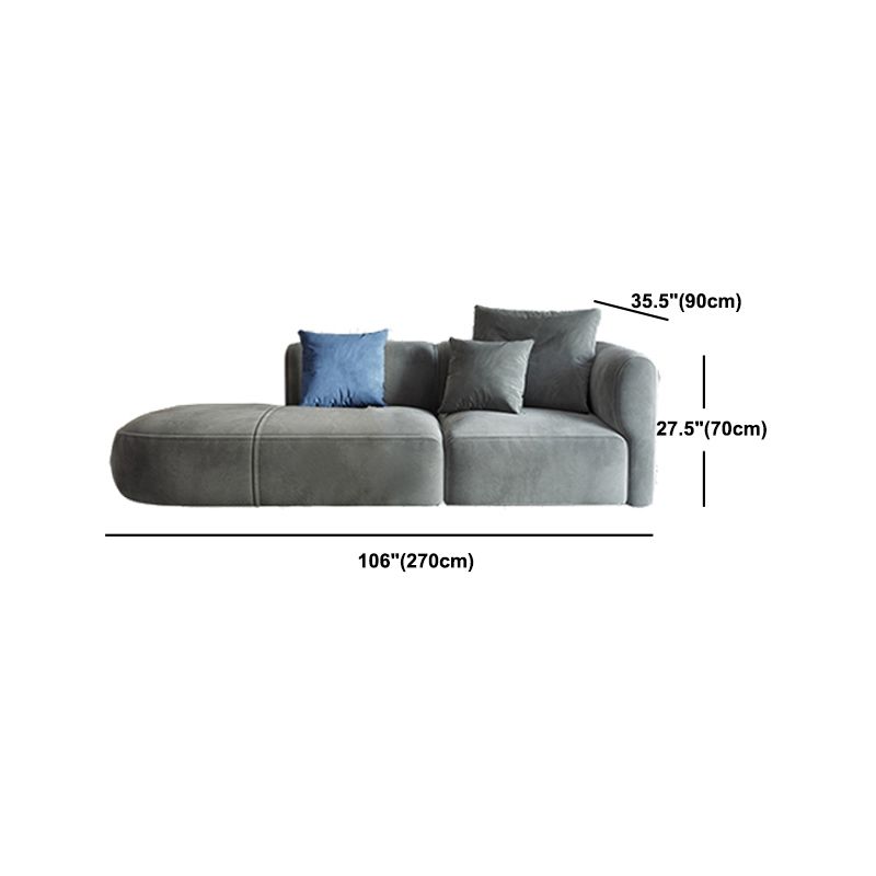 Nordic Style Velvet Sectional 27.56" H Sofa & Chaise in White/Grey