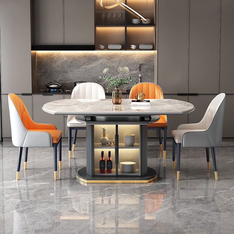 Tavolo da pranzo moderno pieghevole in pietra con armadietti per sala da pranzo