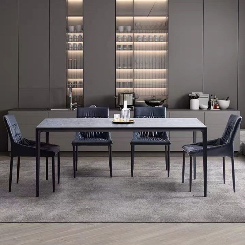 Stone Top Dining Table Modern Dining Table with 4 Metal Legs Clearhalo 'Dining Tables & Seating' 'Dining Tables' 'dining_table' 'Furniture' 'furniture_dining_table' 'Kitchen & Dining Furniture' 'kitchen' 'kitchen_dining_table' 1200x1200_325ebf1b-73d3-4ed6-b7be-0e6e2c285470