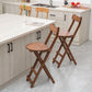 Taburete de bar plegable sin brazos, asiento redondo moderno, taburete de bar con reposapiés de madera