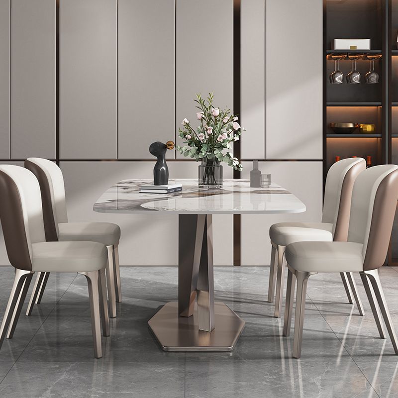 Modern Sintered Stone and Metal Dining Set Rectangle 1/2/5/7 Pieces Dining Table Set