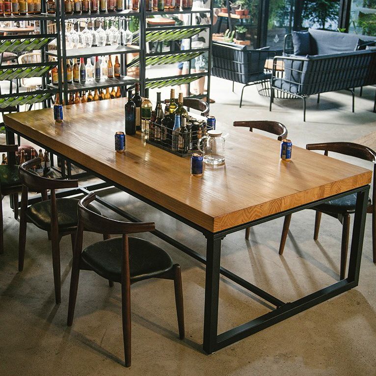Industriële rechthoekige eettafel Eetkamer Massief houten eettafel