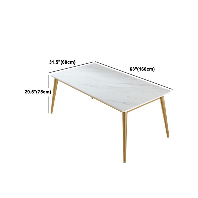 Stone Top Dining Table Set 1/2/5 Pieces Glam Rectangle Dinette Set in White Clearhalo 'Dining Room Sets' 'Dining Tables & Seating' 'dining_room_set' 'furn' 'furn_dining_room_set' 'Furniture' 'Kitchen & Dining Furniture' 1200x1200_32638814-601c-46c3-bb2e-e2cdc8aa9233