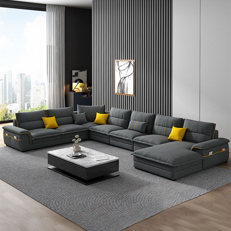 37.4"High Dark Gray Pillow Top Arm Sectional Cushion Back Sectional for Living Room Clearhalo 'Furniture' 'furniture_sectionals' 'kitchen' 'kitchen_sectionals' 'Living Room Furniture' 'Sectionals' 1200x1200_32650a0e-eada-4828-b075-32141351ec52