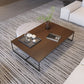 13.78"  H Modern Rectangle Wooden Coffee Table Metal Sled Cocktail Table