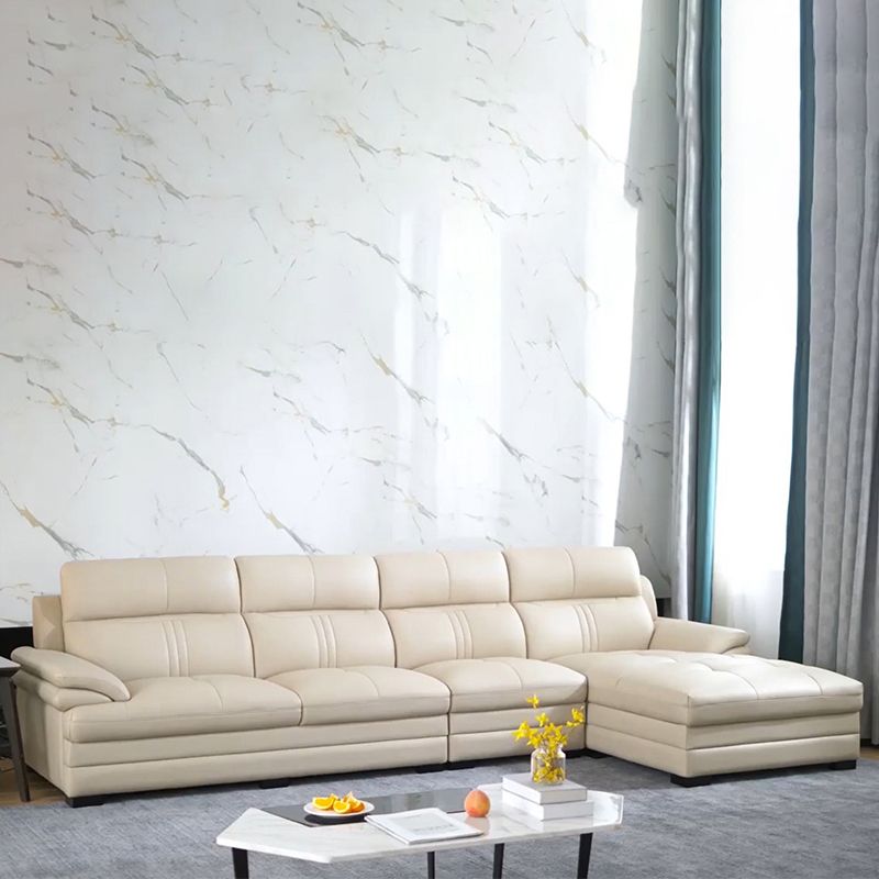 Divano sezionale del braccio superiore cuscino da 37,4 "divano posteriore cuscino in pelle alta, beige