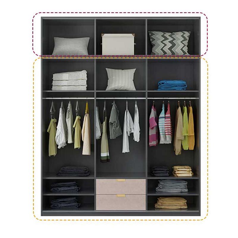 Black Wardrobe for Home Modern Style Cabinet with Glass Doors Clearhalo 'Armoires & Wardrobes' 'armoires_wardrobes' 'Bedroom Furniture' 'furn' 'furn_armoires_wardrobes' 'Furniture' 1200x1200_326ac2ca-533f-4c49-a906-fd625ffbf428