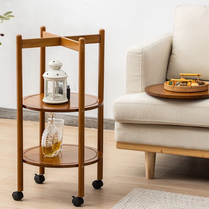 Modern Round Wood Side Table with 4 Legs and Storage for Living Room Clearhalo 'Coffee & Accent Tables' 'End & Side Tables' 'end_side_table' 'end_side_tables' 'furn' 'furn_end_side_tables' 'Furniture' 'furniture_end_side_table' 'Living Room Furniture' 1200x1200_326b846b-bffd-40e7-a371-6efa2072a993