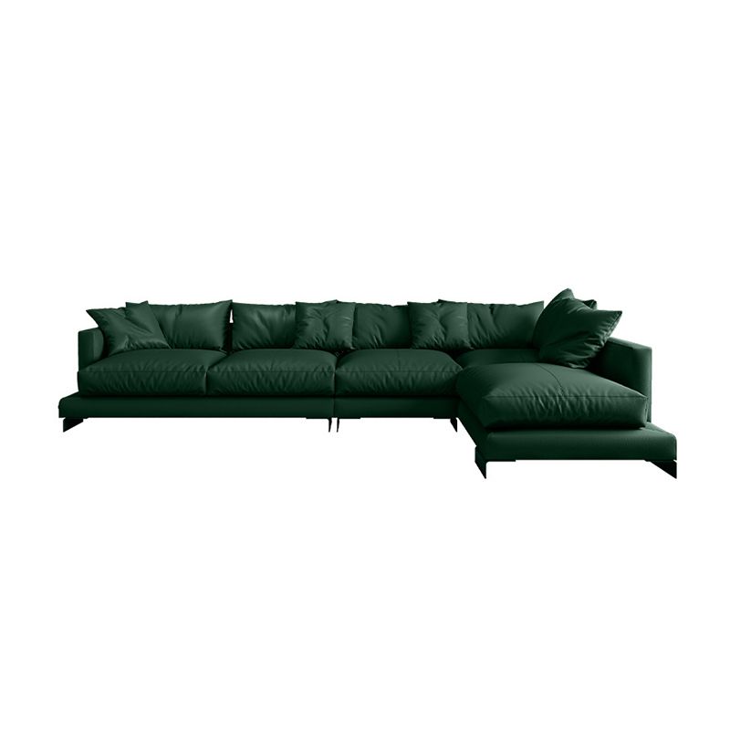 Forest Green Genuine Leather Square Arm Settee Furniture with Pillows Clearhalo 'furn' 'furn_sectionals' 'Furniture' 'furniture_sectionals' 'kitchen' 'kitchen_sectionals' 'Living Room Furniture' 'Sectionals' 1200x1200_326dd1f8-c7fb-40c7-a72a-d05dc94bc625