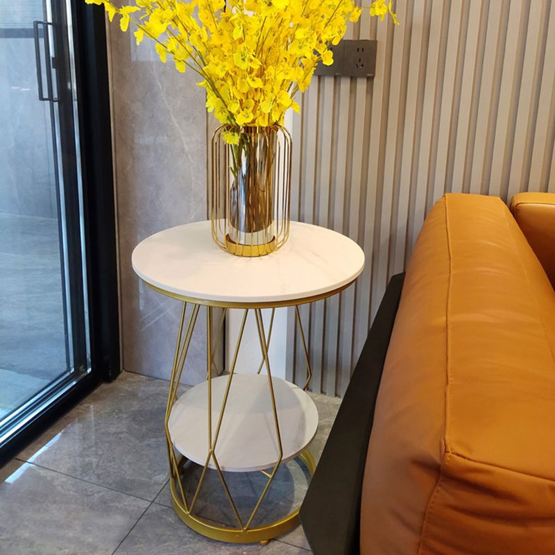 Luxurious Metal Side Table Round Frame Sofa Side Accent Table