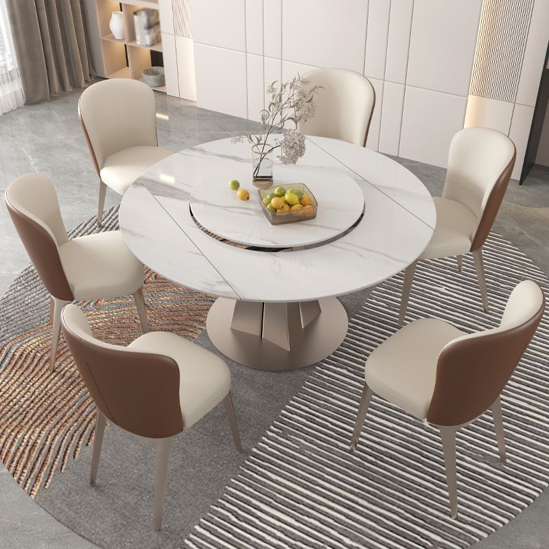 Modern Style 1/3/4/5/7/9 Pieces Dining Sintered Stone Dining Table Set with Metal Legs Clearhalo 'Dining Room Sets' 'Dining Tables & Seating' 'dining_room_set' 'furn' 'furn_dining_room_set' 'Furniture' 'furniture_dining_room_set' 'Kitchen & Dining Furniture' 'kitchen&dining_furn' 'kitchen' 1200x1200_3272fe6d-d141-4a5c-b606-440d990ab6f5