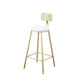 Taburete de bar Glam sin brazos, base de metal dorado, taburete de comedor con reposapiés