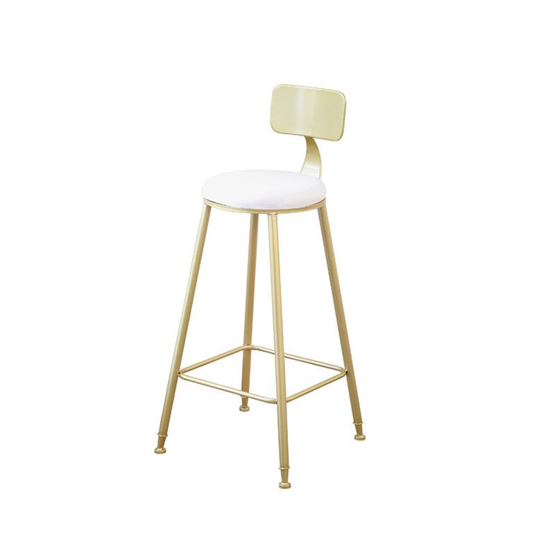 Taburete de bar Glam sin brazos, base de metal dorado, taburete de comedor con reposapiés