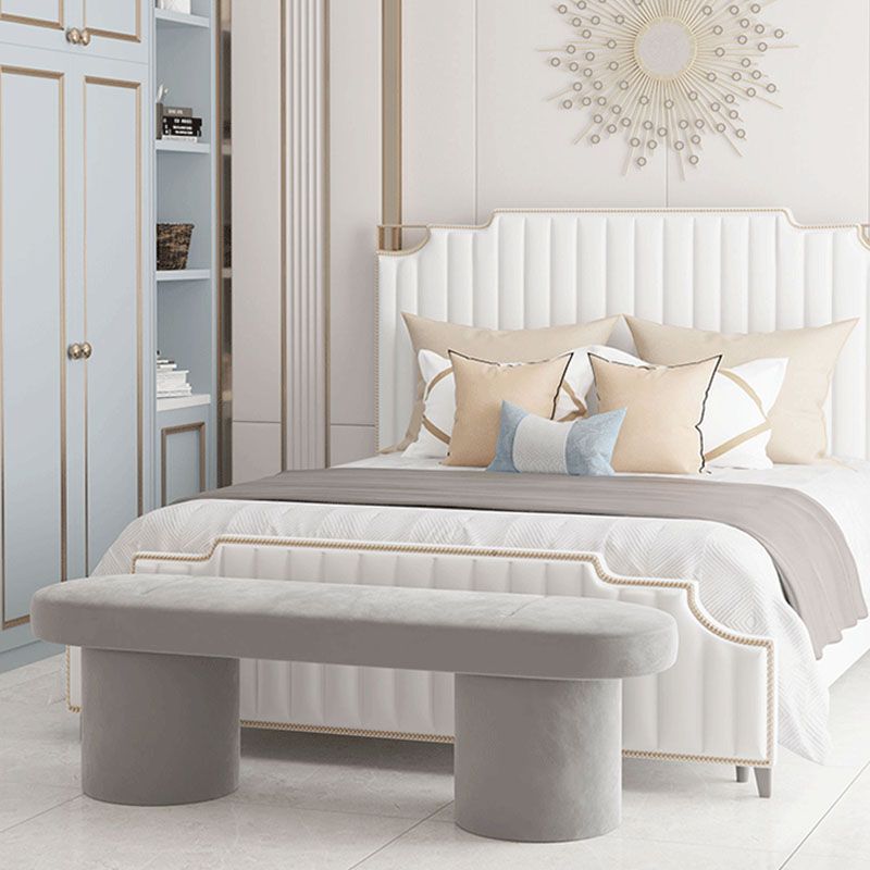 Contemporary Upholstered Bench Oval 17.7" Height Bedroom Bench with Legs Clearhalo 'Benches' 'Chairs & Seating' 'furn' 'furn_benches' 'Furniture' 'Living Room Furniture' 1200x1200_3273fdd5-853d-4dc5-87c4-76dc9809bb21