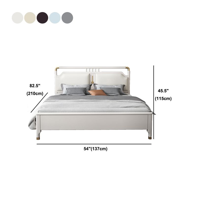 Glam Rubberwood Open-Frame Bed 45.28-Inch H White Bed Frame with Headboard Clearhalo 'Bedroom Furniture' 'Beds' 'furn' 'furn_beds' 'Furniture' 1200x1200_327670de-fe38-4062-8a5c-962ca1288091
