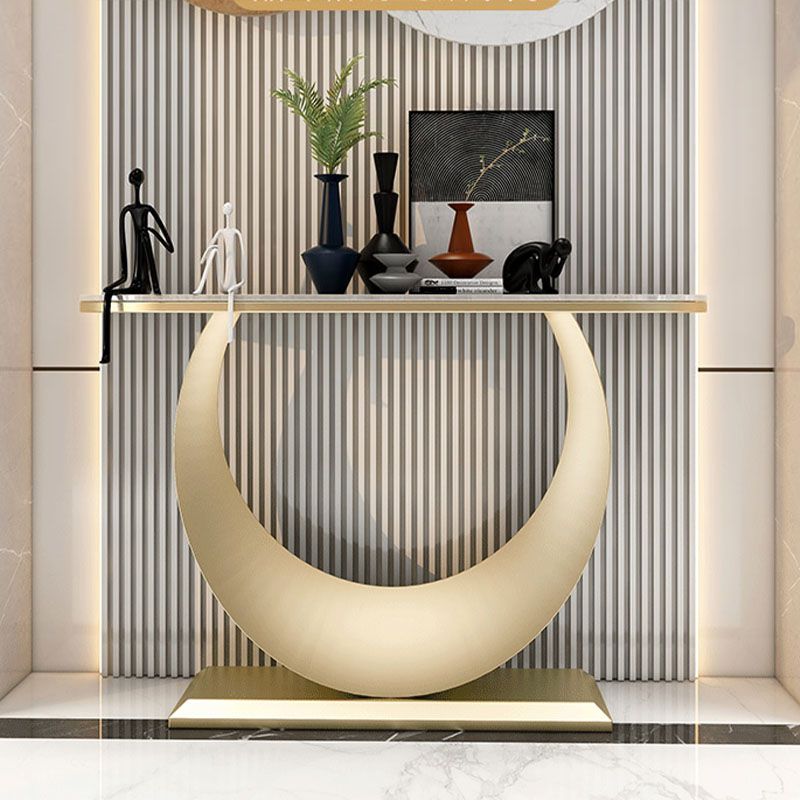 Tavolo di divano console di ferro moderno Stone Mezza Luna Console Tavolino per Hall
