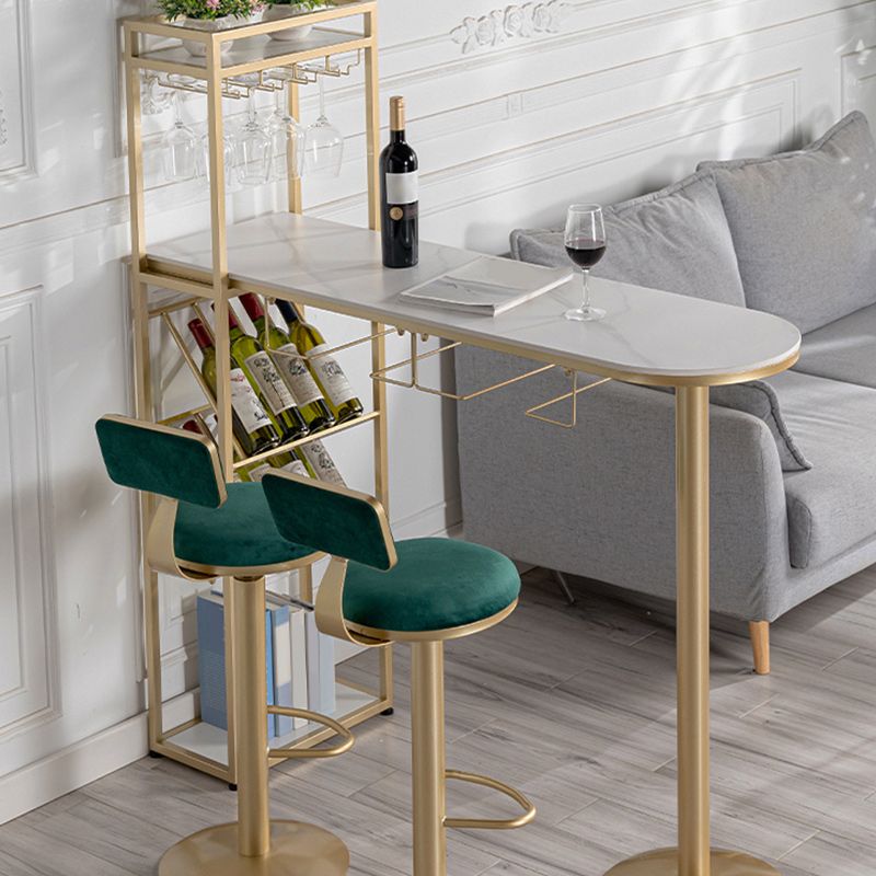 Glam Style Storage Bar Table 42-inch Height Stone Top Pub Table Clearhalo 'Bar Furniture' 'Bar Tables' 'bar_tables' 'furn' 'furn_bar_tables' 'Furniture' 'Kitchen & Dining Furniture' 1200x1200_32782c26-bc43-470e-9779-e0e85bc6c6a4