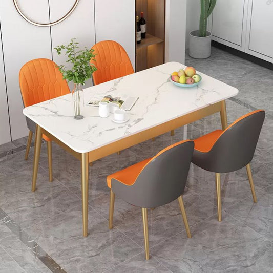 Modern Sintered Stone Top Standard Dining Set White Kitchen Dining Set with 4 Legs Table Clearhalo 'Dining Room Sets' 'Dining Tables & Seating' 'dining_room_set' 'furn' 'furn_dining_room_set' 'Furniture' 'furniture_dining_room_set' 'Kitchen & Dining Furniture' 'kitchen&dining_furn' 'kitchen' 1200x1200_3278ad40-96d5-4d75-94e8-1dc7db4c185f
