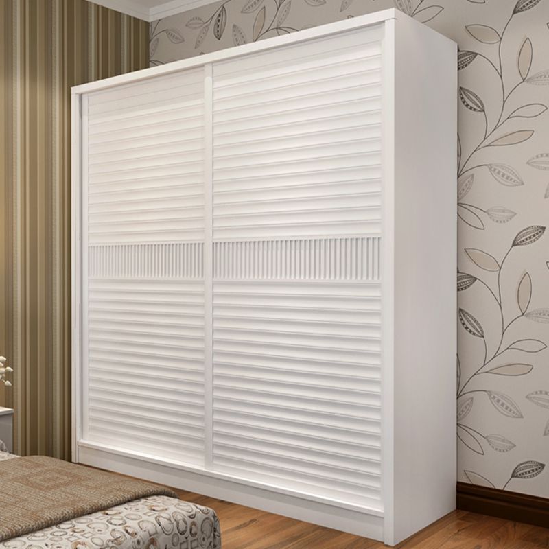 Modern Storage Cabinet with Sliding Doors Manufactured Wood White Cabinet for Bedroom