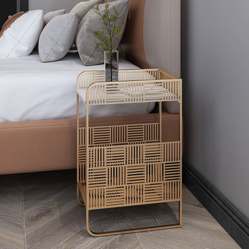White/Transparent/black Top Metal Iron Gold/black Foot Nightstand