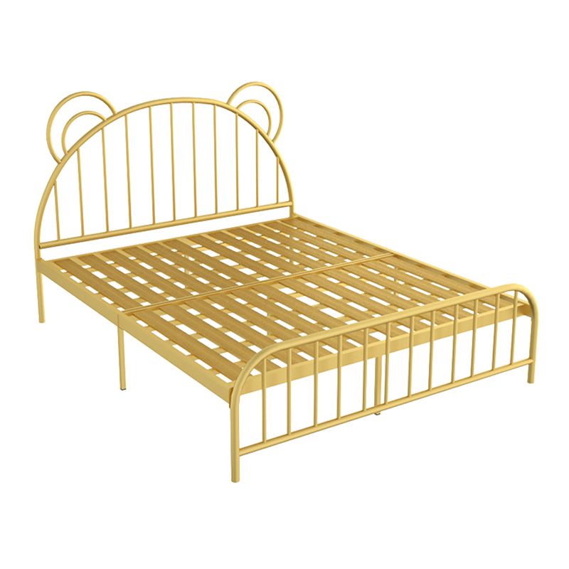 Bear Ear Headboard Glam Bed Iron Frame with  Footboard,Tall Clearance