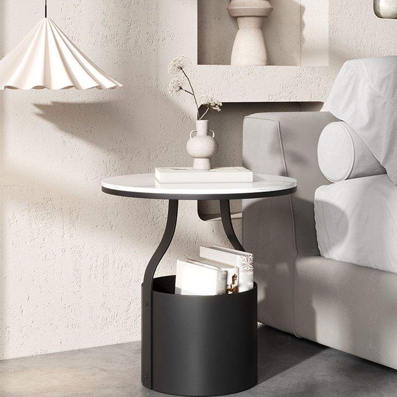 Cabinet de chevet de rangement ouvert contemporain Stone Accent Table Table table de nuit pour chambre à coucher
