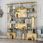 Home Office Etagere Bookcase Modern Metal Bookshelf with Rectangle Shelves