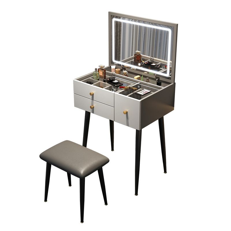 Glam Mirrored Glass Vanity Desk 3 Drawer Vanity Dressing Table Clearhalo 'Bedroom Furniture' 'furn' 'furn_makeup_vanities' 'Furniture' 'Makeup Vanities' 'makeup_vanities' 1200x1200_327d5f67-1a0d-41b6-ba7d-5015ccc721eb
