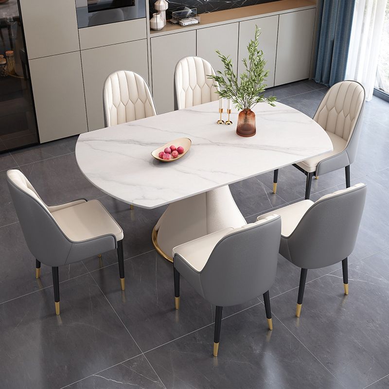 Table à manger ronde sur pied moderne, Table en pierre pour salle à manger et cuisine