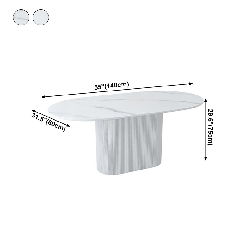 Oval Shape White Tone Table Simplicity Pedestal Table for Dining Room Clearhalo ' dining_table' 'Dining Tables & Seating' 'Dining Tables' 'furn' 'furn_dining_table' 'Furniture' 'furniture_dining_table' 'Kitchen & Dining Furniture' 'kitchen&dining_furn' 'kitchen' 'kitchen_dining_table' 1200x1200_327ee6f9-1ec8-4765-a3d5-f1fe46650e32