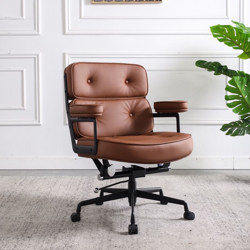 Modern Ergonomic Chair Height-adjustable Leather Fixed Arms Managers Chair Clearhalo 'Furniture' 'furniture_office_chair' 'Office Chairs' 'Office Furniture' 'office_chair' 1200x1200_327fadd3-0c16-4669-b14e-dd85f89a56f7
