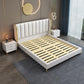 Glam White Panel Bed Upholstered Headboard Standard Bed 60"W x 80"L