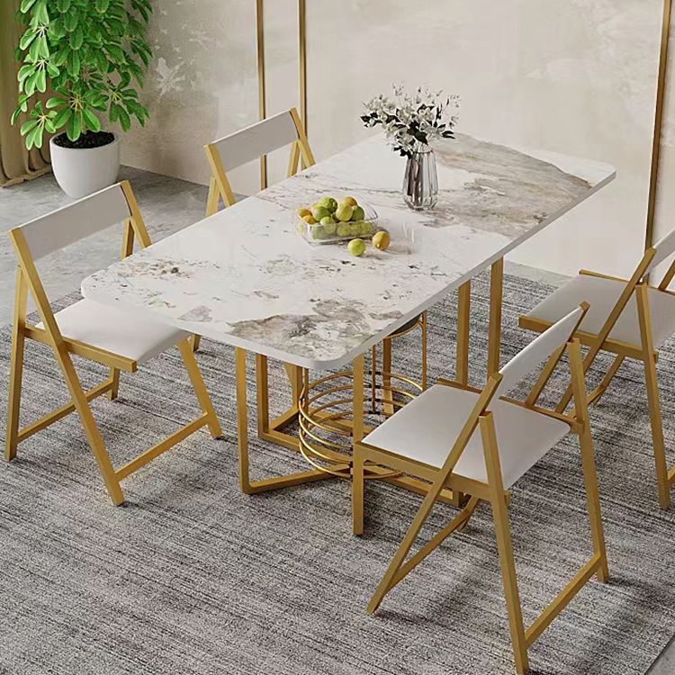 Modern Rectangle Dinette Set 1/2/5 Pieces Foldable Dining Table Set with Sintered Stone Clearhalo 'Dining Room Sets' 'Dining Tables & Seating' 'dining_room_set' 'furn' 'furn_dining_room_set' 'Furniture' 'furniture_dining_room_set' 'Kitchen & Dining Furniture' 1200x1200_328143dc-a672-49d6-ab89-c5629297cd0d