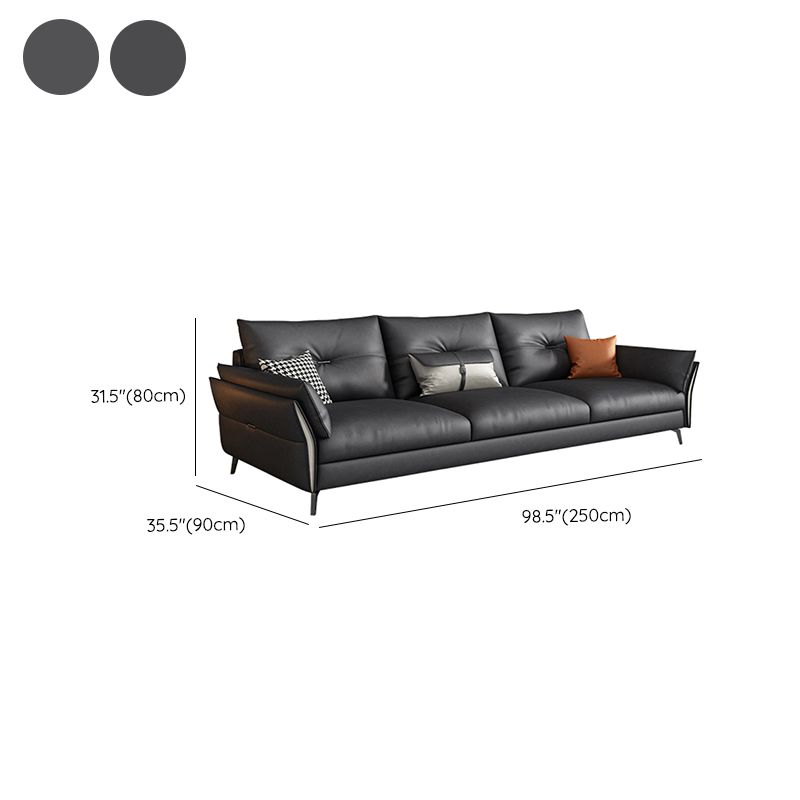 Mid Century Faux Leather Sectional Flared Arm Sectional Set in Black Clearhalo 'furn' 'furn_sectionals' 'Furniture' 'Living Room Furniture' 'Sectionals' 1200x1200_328160fe-87be-4e1e-b82a-4e14c976dff7