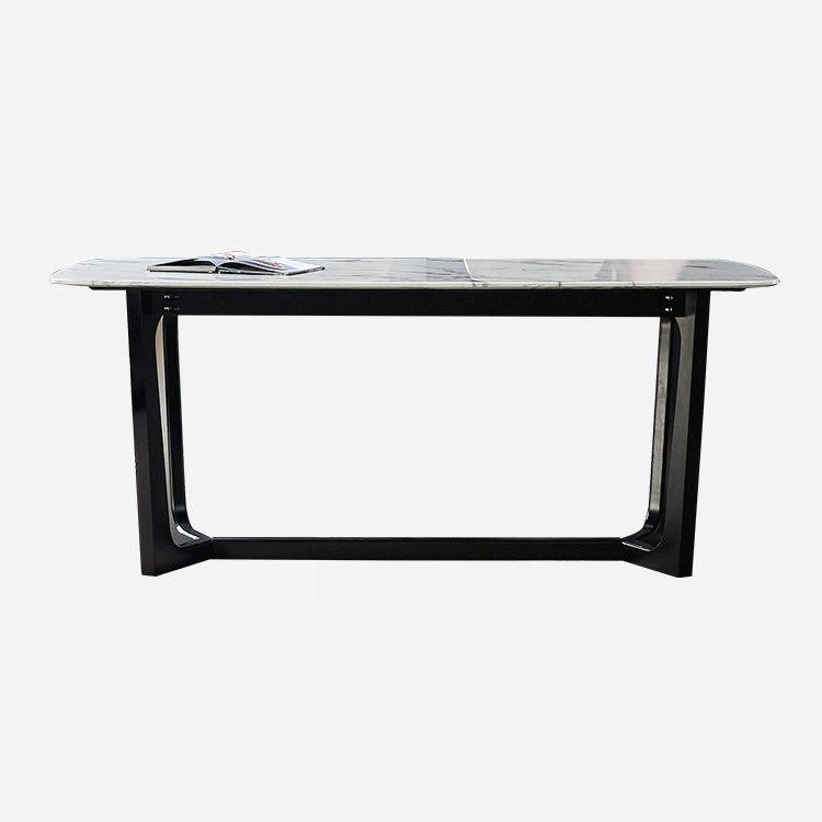 Rectangle Trestle Base Industrial Table Grey Tone Fixed Table with Sintered Stone Clearhalo ' dining_table' 'Dining Tables & Seating' 'Dining Tables' 'furn' 'furn_dining_table' 'Furniture' 'furniture_dining_table' 'Kitchen & Dining Furniture' 'kitchen&dining_furn' 'kitchen' 'kitchen_dining_table' 1200x1200_328192eb-4f6b-4d0e-90dc-ef2749af3a8f