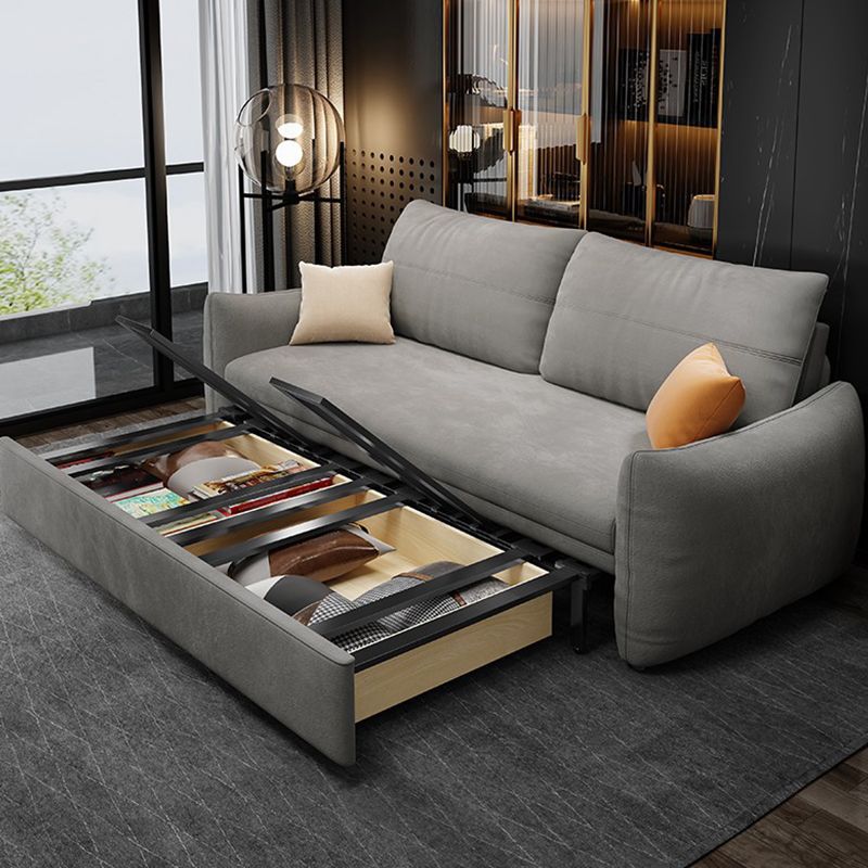Fabric Square Arm Sofa Bed Standard Loose Back Settee Furniture in Grey Clearhalo 'furn' 'furn_sofas' 'Furniture' 'furniture_sofas' 'kitchen' 'kitchen_sofas' 'Living Room Furniture' 'Sofa' 'sofas' 1200x1200_3283b21b-56ac-44a7-b30a-602115b04ab2