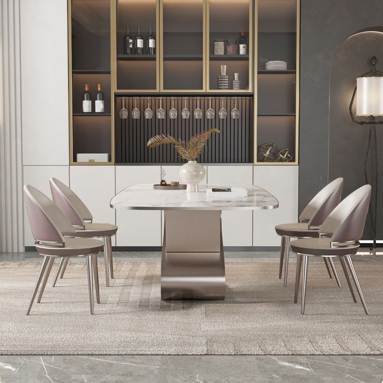 Designer Style 1/4/5/6/7/9 Pieces Dining Table Set Rectangle Sintered Stone Top Table Set Clearhalo 'Dining Room Sets' 'Dining Tables & Seating' 'dining_room_set' 'furn' 'furn_dining_room_set' 'Furniture' 'Kitchen & Dining Furniture' 1200x1200_32855d5c-7b7c-42db-aba6-904cbfa672bf