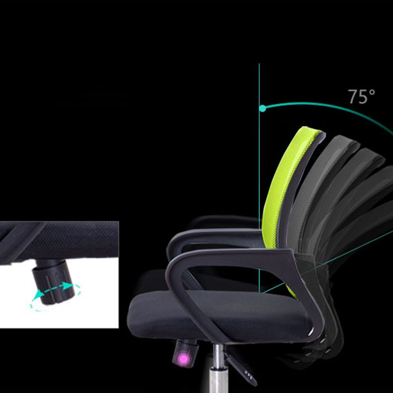 Silla de tareas de brazo fijo silla de trabajo moderna a mitad de retroceso con ruedas para oficina