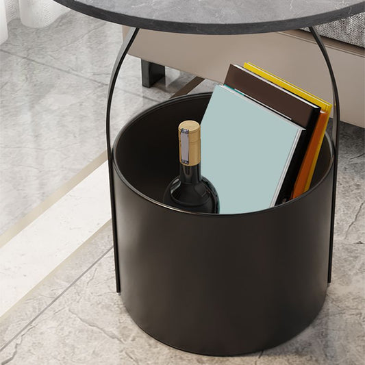 19.6" Tall Modern Round Slate Top Side Table Iron Pedestal End Table Clearhalo 'Coffee & Accent Tables' 'End & Side Tables' 'end_side_tables' 'furn' 'furn_end_side_tables' 'Furniture' 'Living Room Furniture' 1200x1200_3286c4b9-088f-4350-bd78-9ffc60273eee