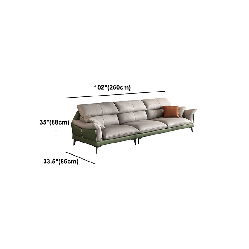 ピローアームコンテンポラリーステイン耐性のフェイクレザーソファ＆チャイズ