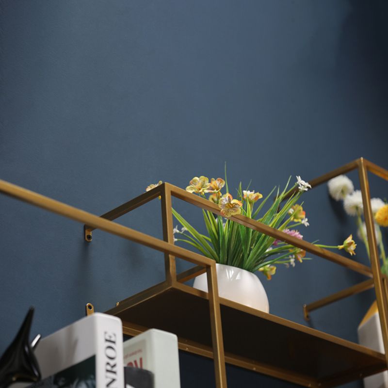 Drijvende gouden metalen boekenplank glamour muur gemonteerde plank boekenkast