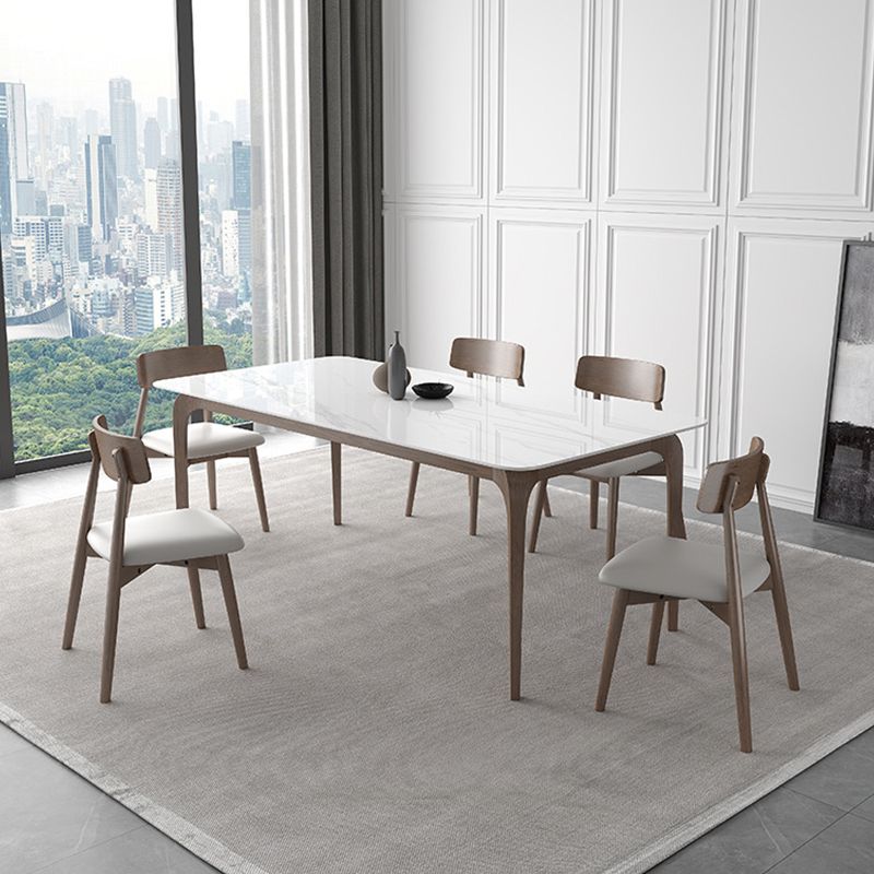 Mid-Century Dinette Table Rectangle Stone Dining Table in White Clearhalo 'Dining Tables & Seating' 'Dining Tables' 'dining_table' 'furn' 'furn_dining_table' 'Furniture' 'Kitchen & Dining Furniture' 1200x1200_3289f323-3642-4ee0-8ea6-c8d00003d74a