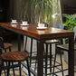 Industrial 1/7 Pieces Bar Table Set Rectangle Wood Counter Table with High Stools for Cafe