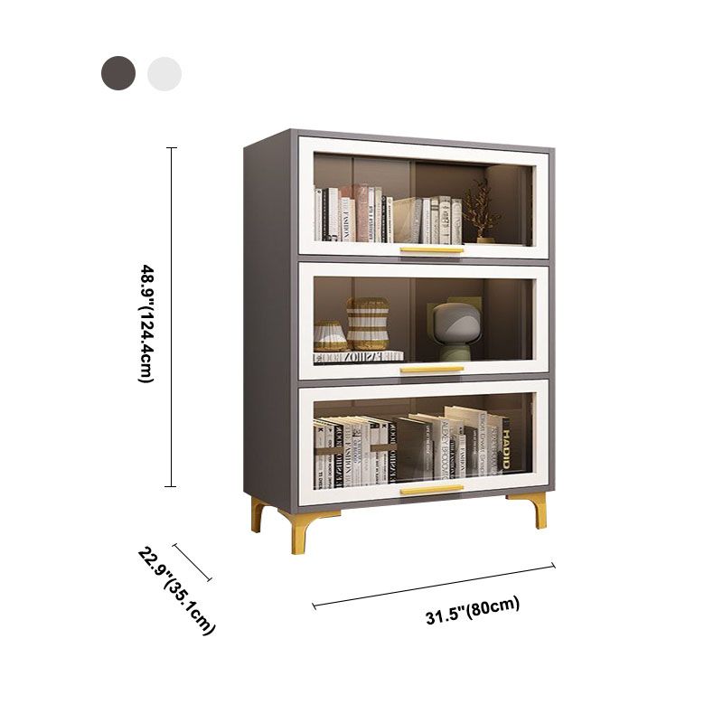 Modern Bookcase Closed Back Bookshelf with Door for Home Office