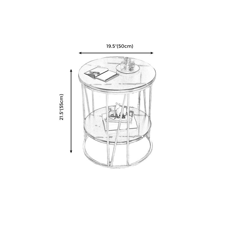 Glam Round Wooden Top End Table Steel Frame Sofa Side End Table for Living Room Clearhalo 'Coffee & Accent Tables' 'End & Side Tables' 'end_side_tables' 'furn' 'furn_end_side_tables' 'Furniture' 'Living Room Furniture' 1200x1200_328d2e30-8586-49ef-8ccd-ff77ba84eaea