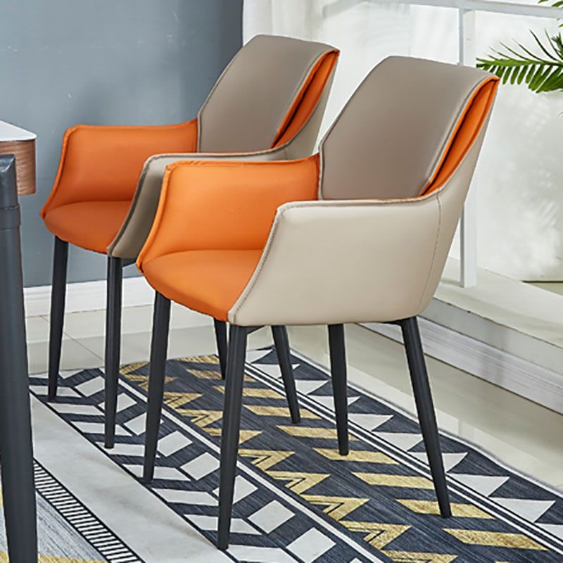 Modern Style Black Metal Arm Chair Upholstered Side Chair for Dining Room Clearhalo 'Dining Chairs' 'Dining Tables & Seating' 'dining_chair' 'furn' 'furn_dining_chair' 'Furniture' 'furniture_dining_chair' 'Kitchen & Dining Furniture' 1200x1200_328df7a0-ec7b-4d43-bd15-b43dbafea8d8