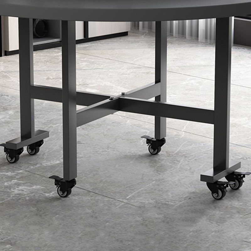 Contemporary Round Wooden Dining Table with Double Drop Leaf