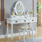 19.68" Wide Rubberwood Vanity Set Make-up Vanity with Drawer and Mirror